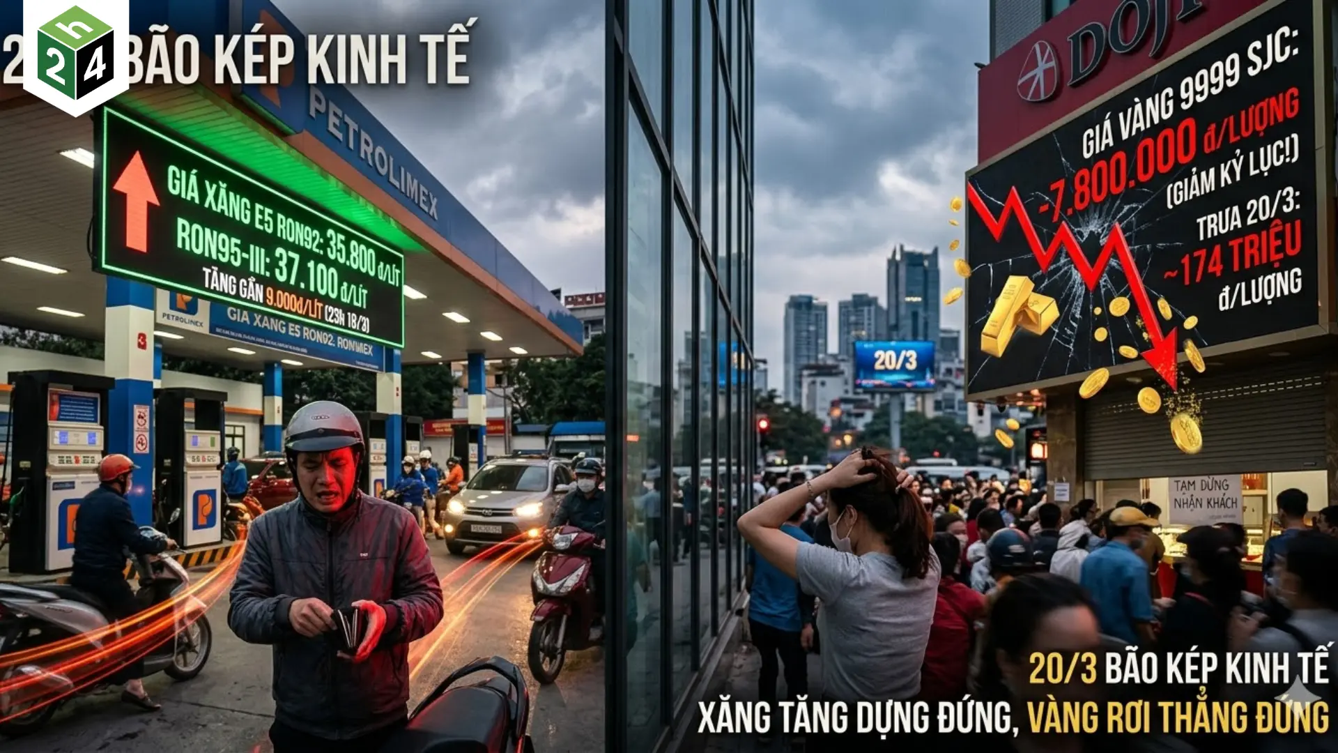 20/3 Bão kép xăng tăng dựng đứng, vàng rơi thẳng đứng 1